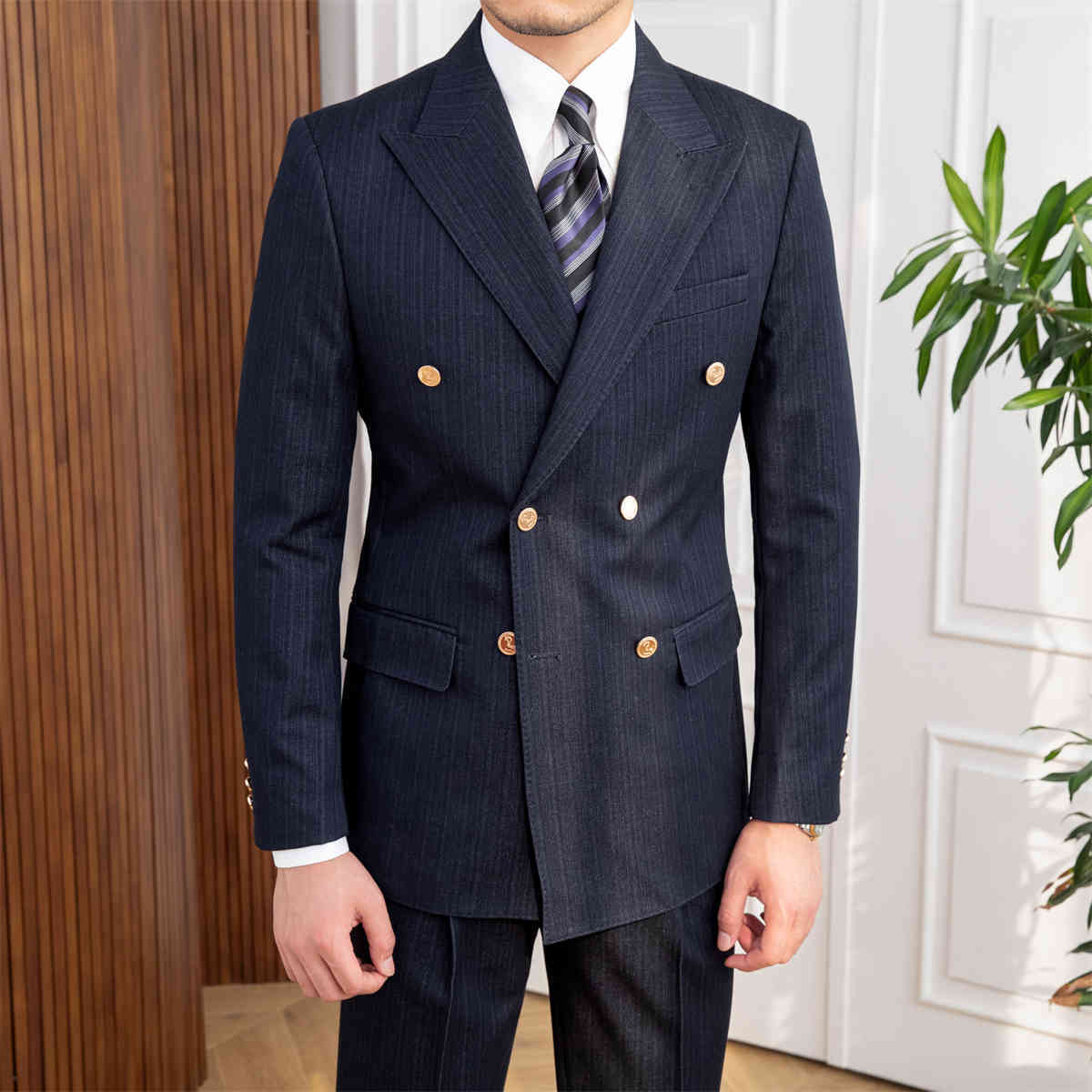 Autumn Style Double Breasted Slim Fit Suit