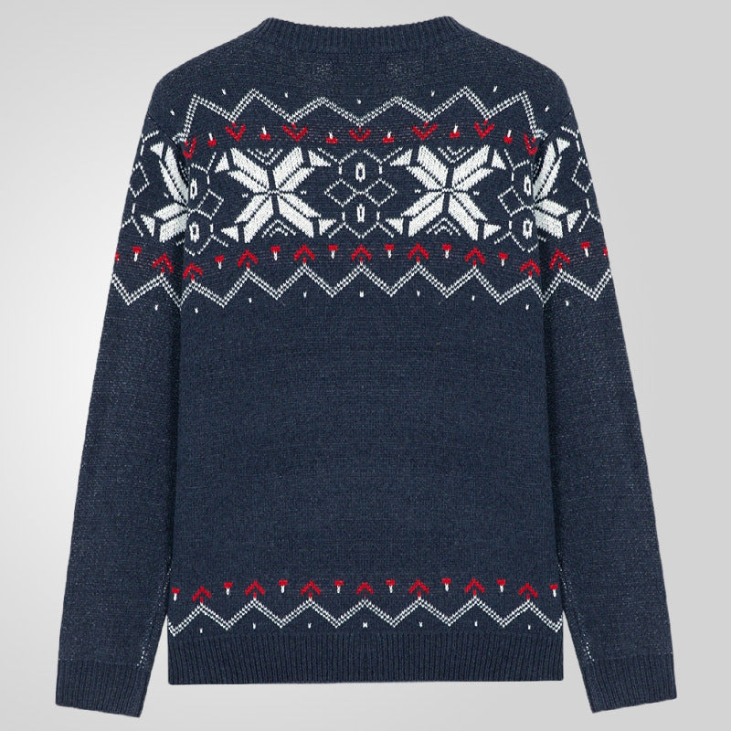 Round Neck Pullover Knitting Long Sleeve Brocade Sweater Men