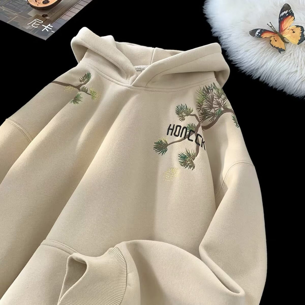 Heavy Plus Velvet Gray Hooded Sweater