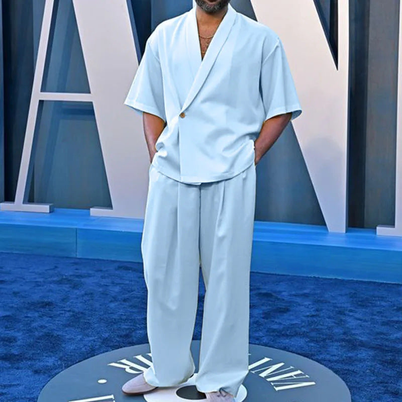 Men Casual Polo Collar Suit