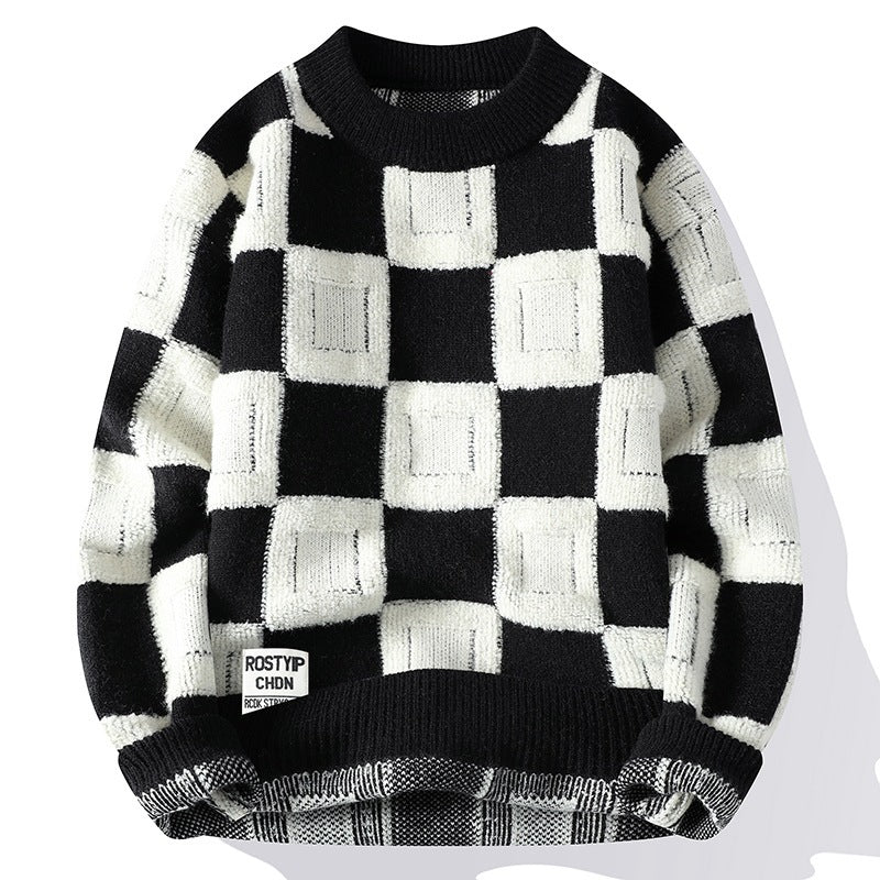 checks Round Neck Sweater