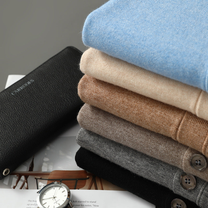 V-neck Knitted Cardigan Coat Men