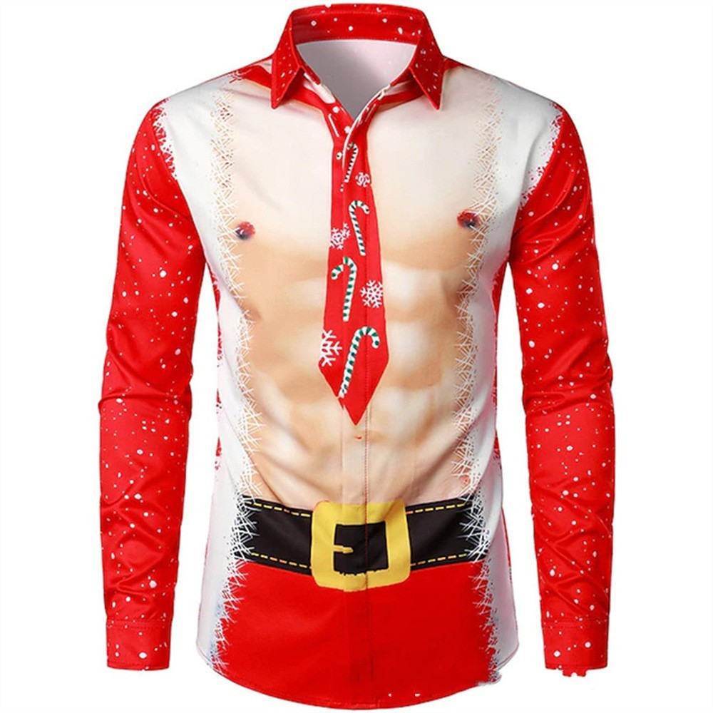 Men's Christmas Digital Printing Casual Shirts