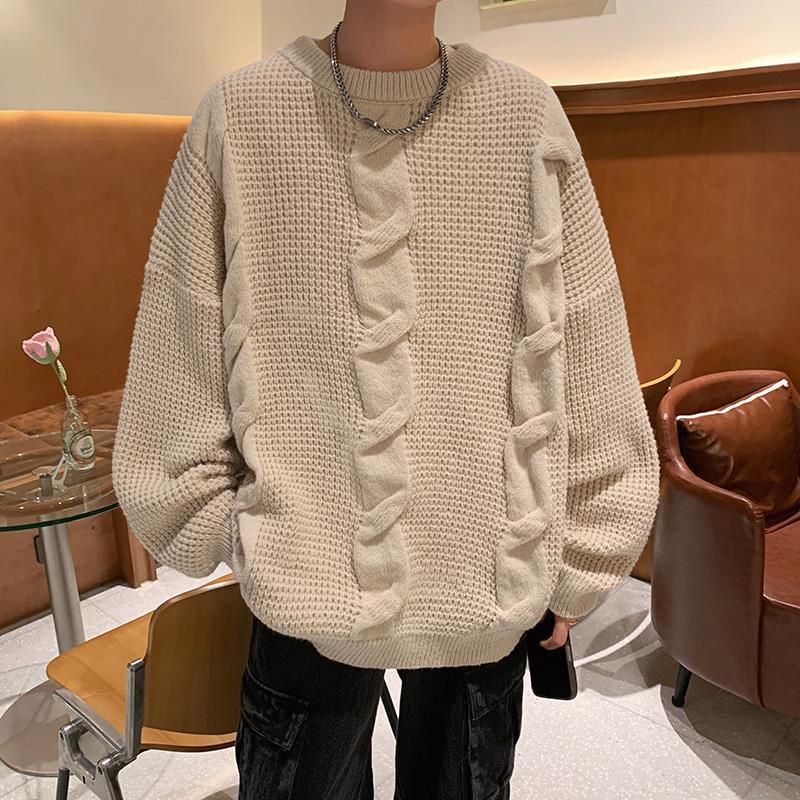 Men's Autumn And Winter Style American Retro Round Neck Sweater
