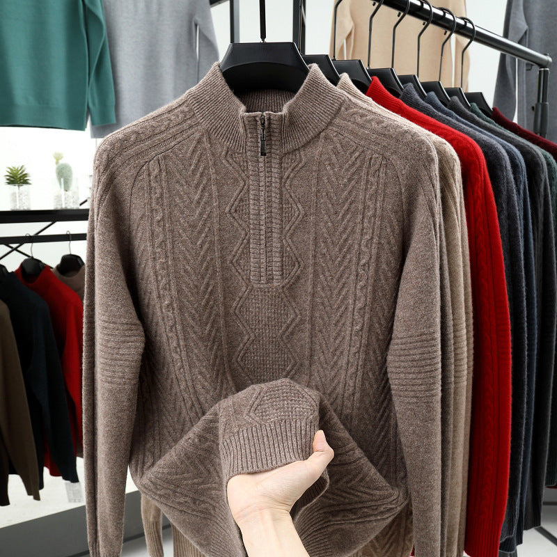 Men's Half Turtleneck Zipper Sweater