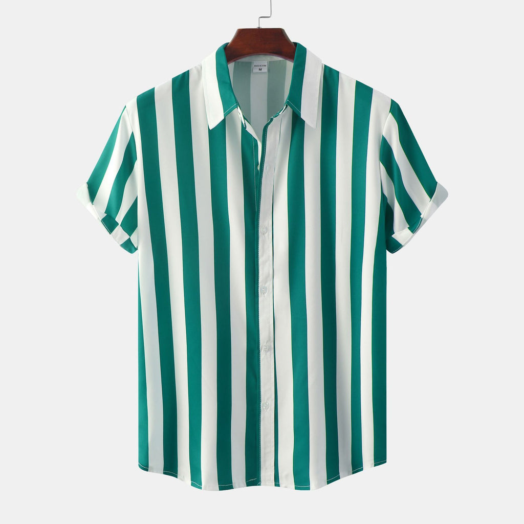 Men's striped Short Sleeve Loose Shirt