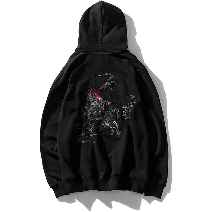 Men's Dragon Printed Heavy Pattern Hoodie