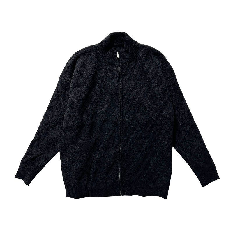 Stand Collar Autumn And Winter Cardigan Cable-knit Sweater Men