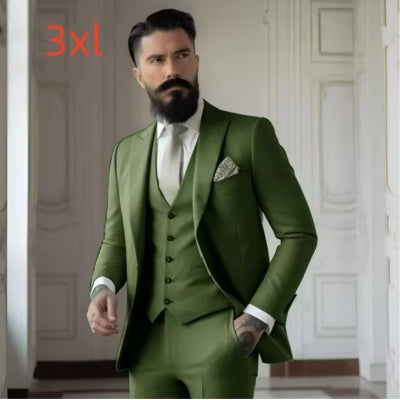 Men's Slim Fit Solid Color Business Suit Set