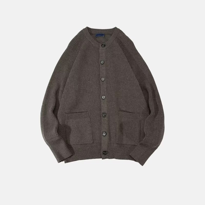 Men's Round Neck Loose Casual Black Sweater