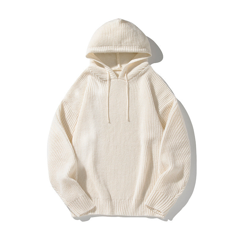 Japanese Loose Solid Color Hooded Idle Style Adjustable sweater
