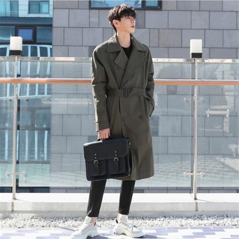 All-match solid color lapel trench coat