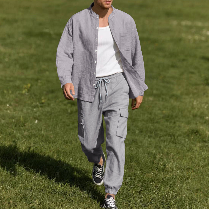 Long Sleeve Trousers Cardigan Casual Loose Beach Suit