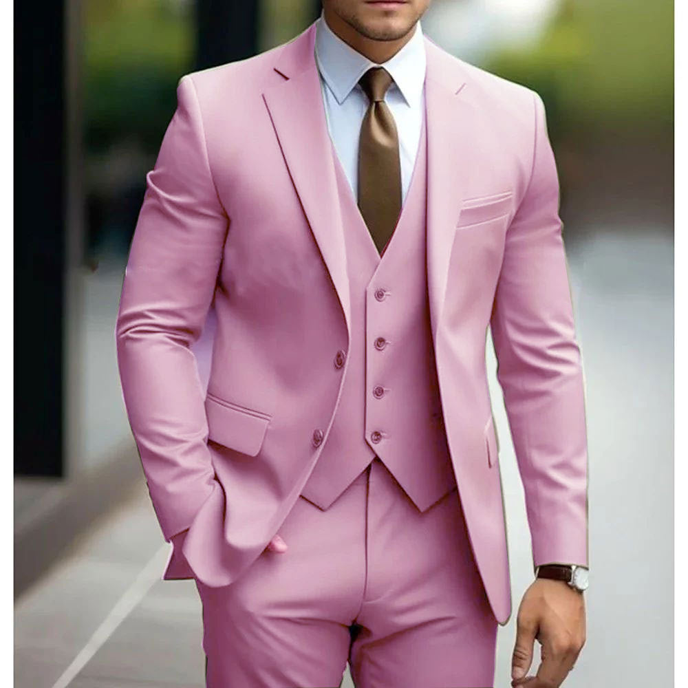 Business Casual Men's Three-piece Suit For Bridegroom Wedding