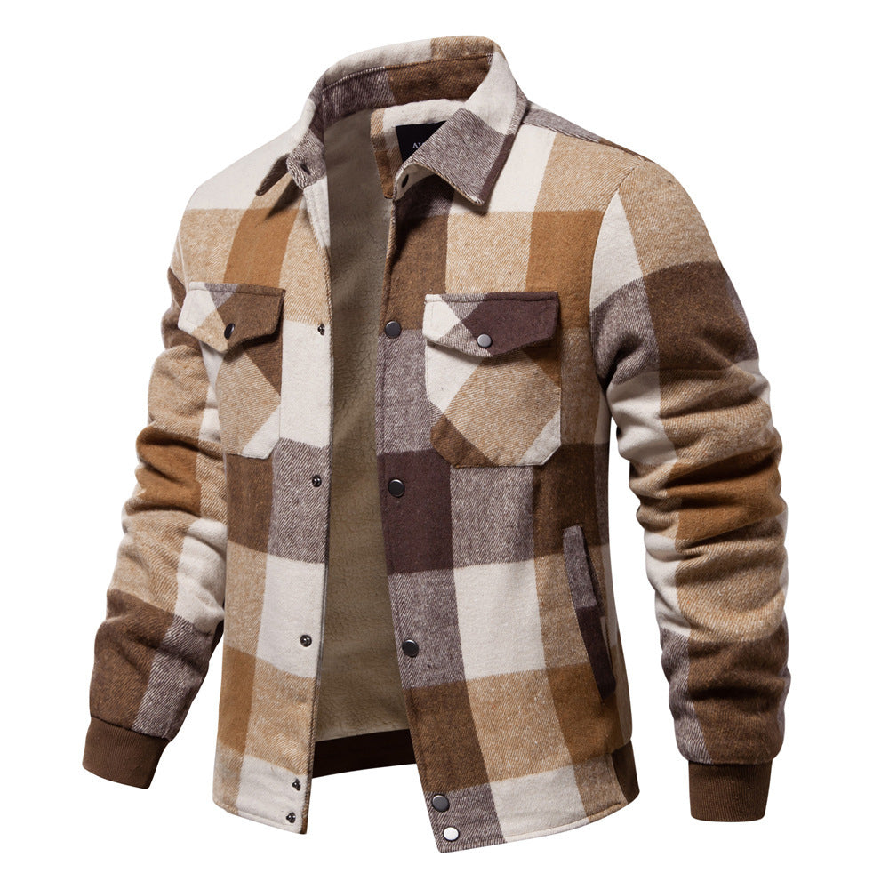Autumn And Winter Men's Casual Plaid Coat