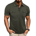 Summer Lapel Button Polo Shirt With Pockets