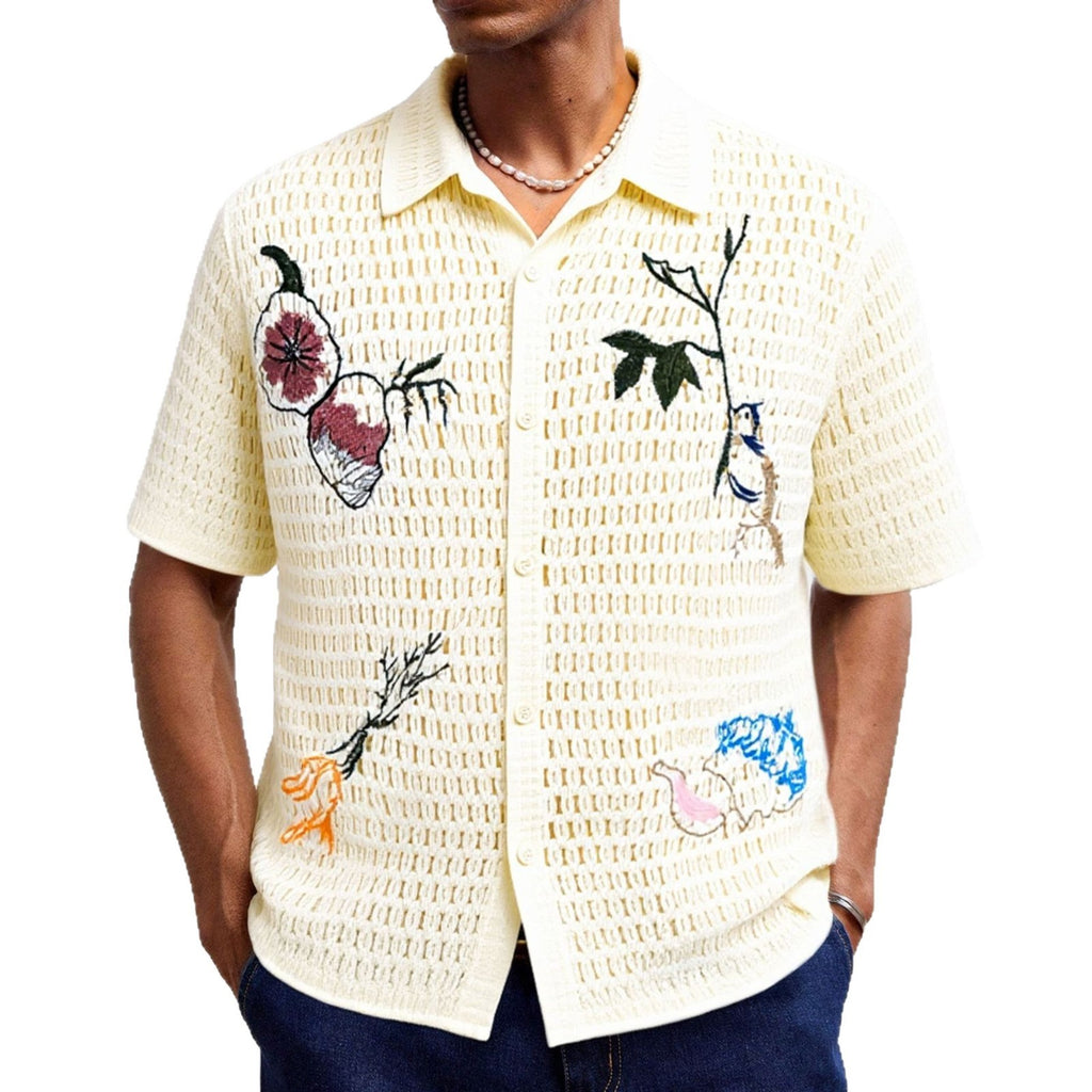 Men's Embroidery Knitwear Summer Short Sleeve Shirt