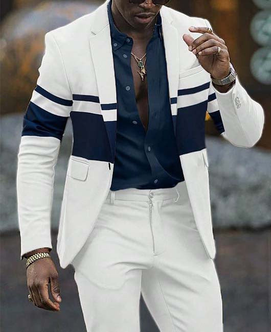 Spring Striped Suit Jacket