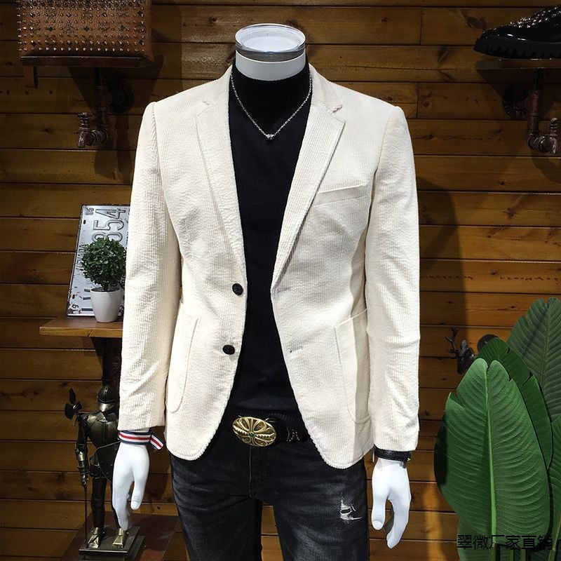 Corduroy Men's Business Slim Fit Casual Small Suit