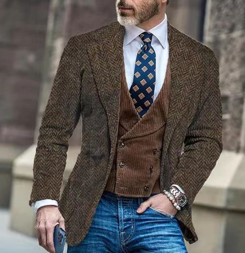 Men's Casual Printed Business Suit