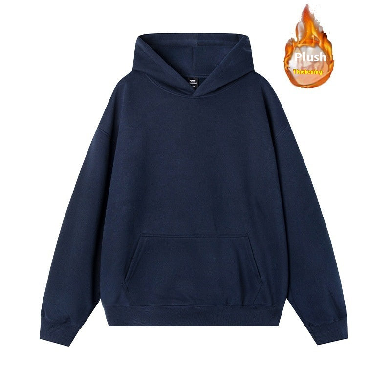 Thermal Head Cover Solid Color Hoodie Fleece-lined Thickened
