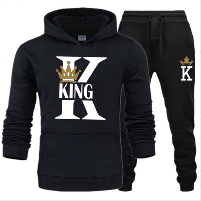 Men's Sweater KING QUEEN Loose Casual Hooded Printed Couple Suit