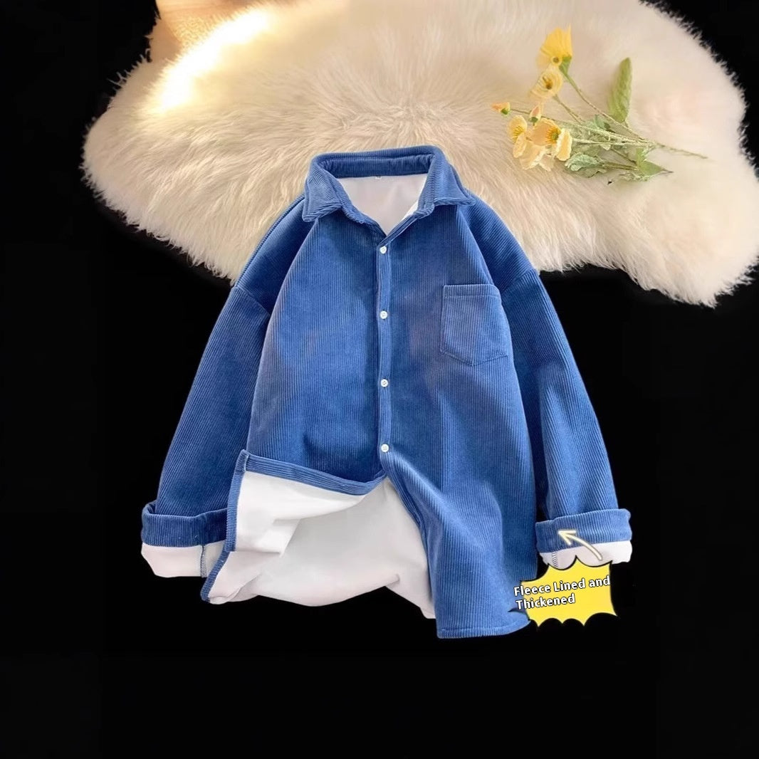 Fleece Thermal Long Sleeves Lapel Shirt