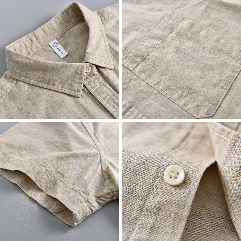 Thin Menswear Linen Short Sleeve Shirt