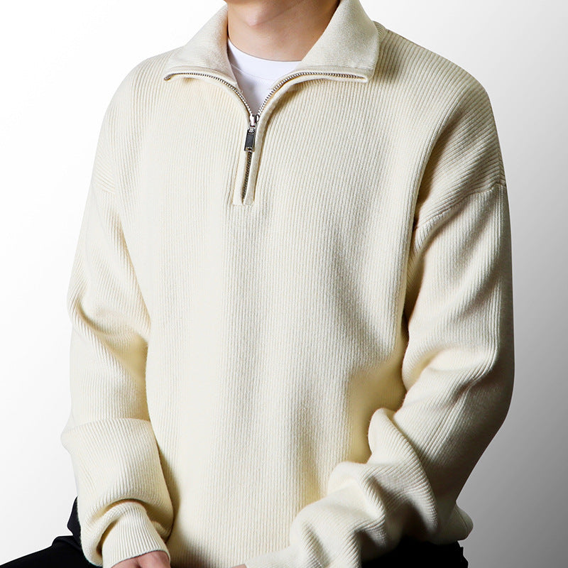 Half Zipped Stand Collar Sweater Men