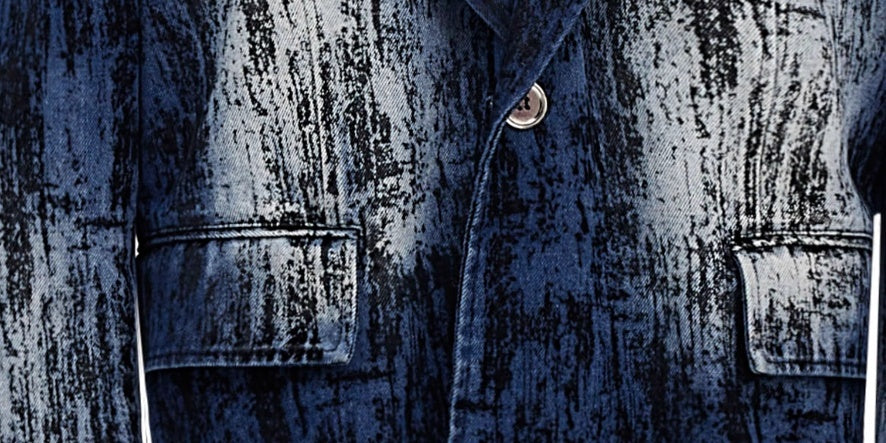 Tie-dyed Distressed Padded Shoulder Suit Jacket