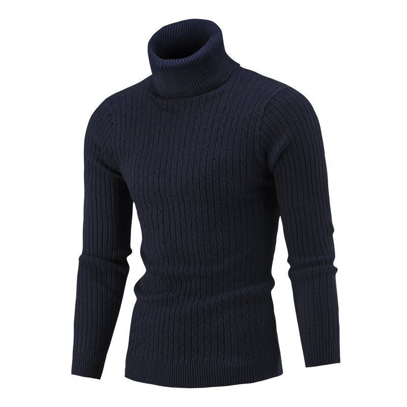 Men's Sweater Casual Retro Twisted Flower Turtleneck Knitting sweater