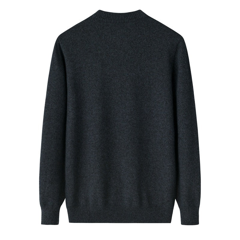 Men's Zipped Round Neck Woolen Sweater