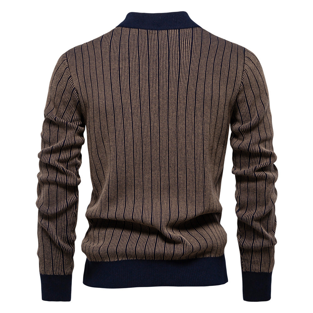 Half Turtleneck Slim Striped Men's Pullovers