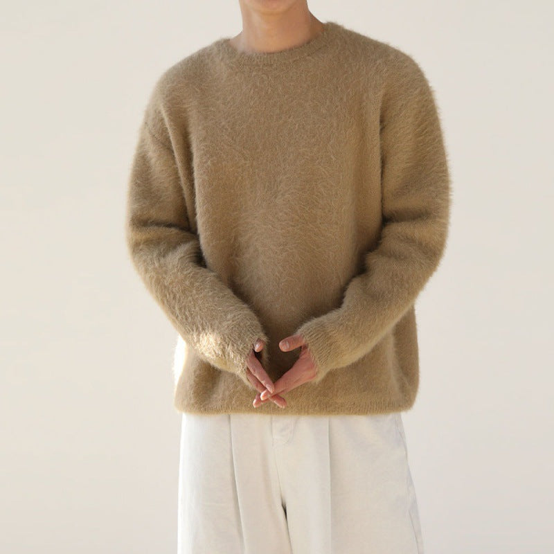 Winter Thick Round Neck Mohair sweater men