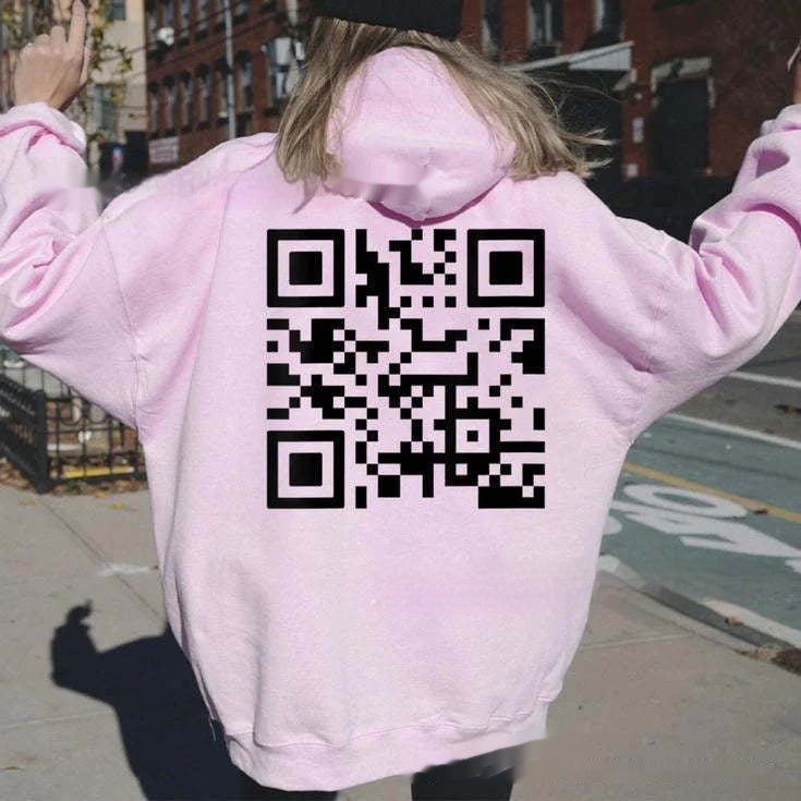 Hoodie Cross-border Fleece-lined QR Code Hoodie