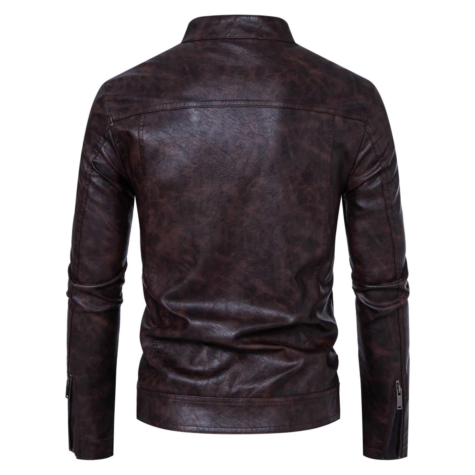 Men's Leather Coat Casual Stand-up Collar Jacket