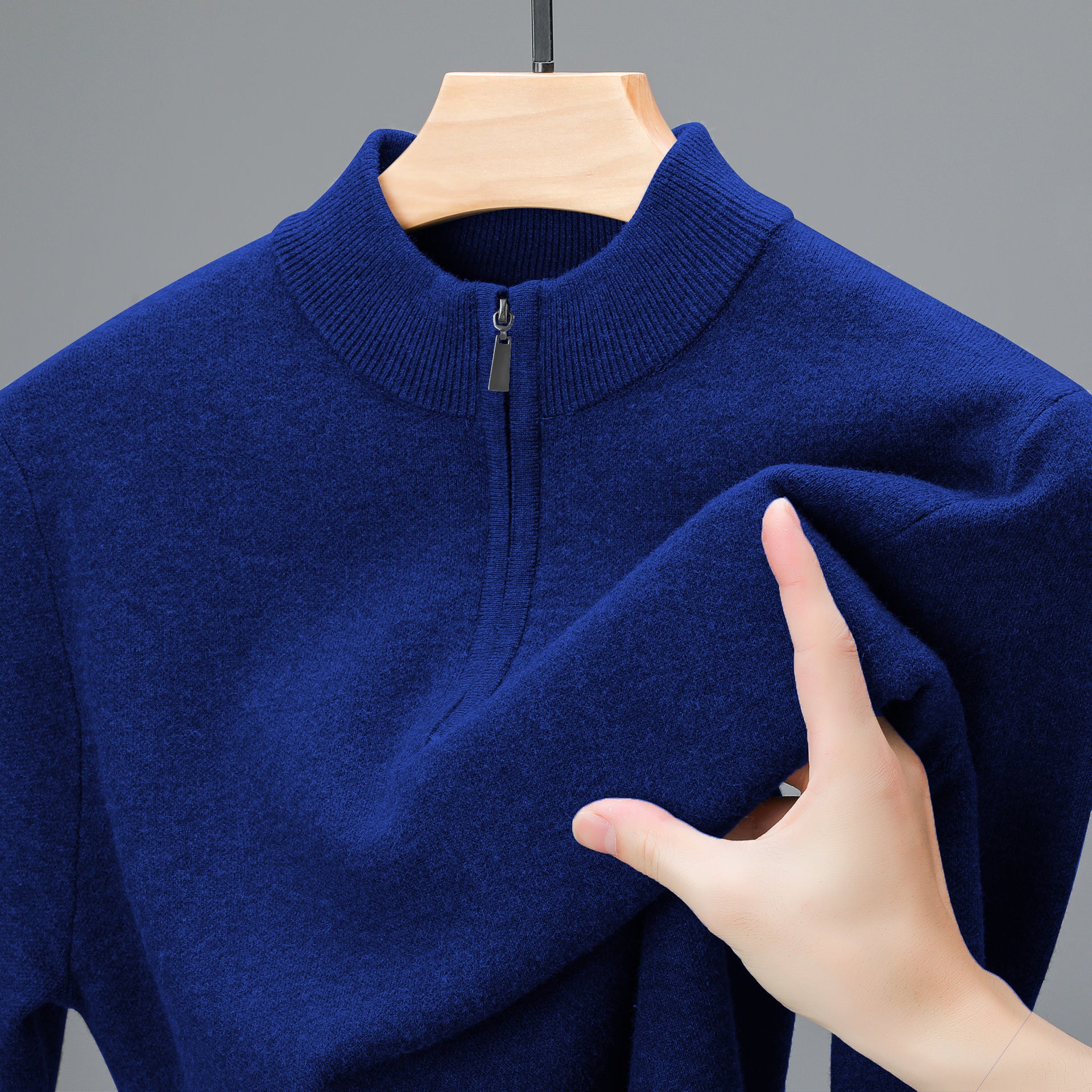 Men's Half-high Collar Zipper Sweater