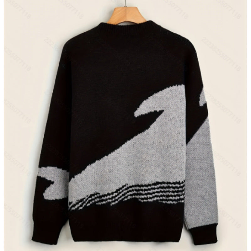 Cartoon Whale Round Neck Couple Casual Loose All-matching Pullover Sweater
