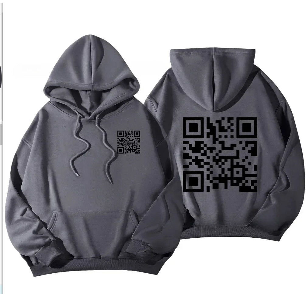 Hoodie Cross-border Fleece-lined QR Code Hoodie