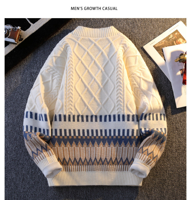 Knitwear All-match Loose Contrast Color Warm sweater