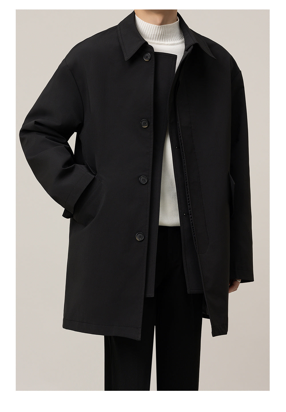 Casual Loose Mid-length Men's Duster trench coat