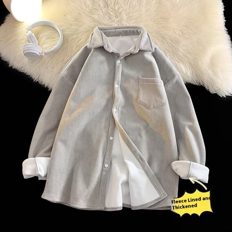 Fleece Thermal Long Sleeves Lapel Shirt