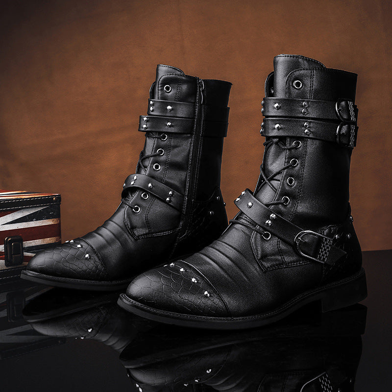 Middle Tube Leather Boots Ceremonial Motorcycle Men's Martin boots