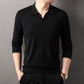 Spring And Autumn Long Sleeve Worsted Thin Lapels T-shirt Sweater