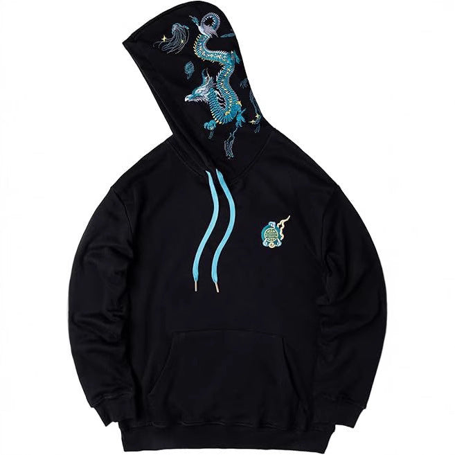 Men's Dragon Printed Heavy Pattern Hoodie