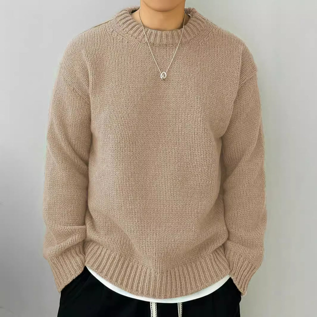 Loose Knitted Pullover Leisure Japanese-style Retro Long Sleeve Round Neck Sweater Men