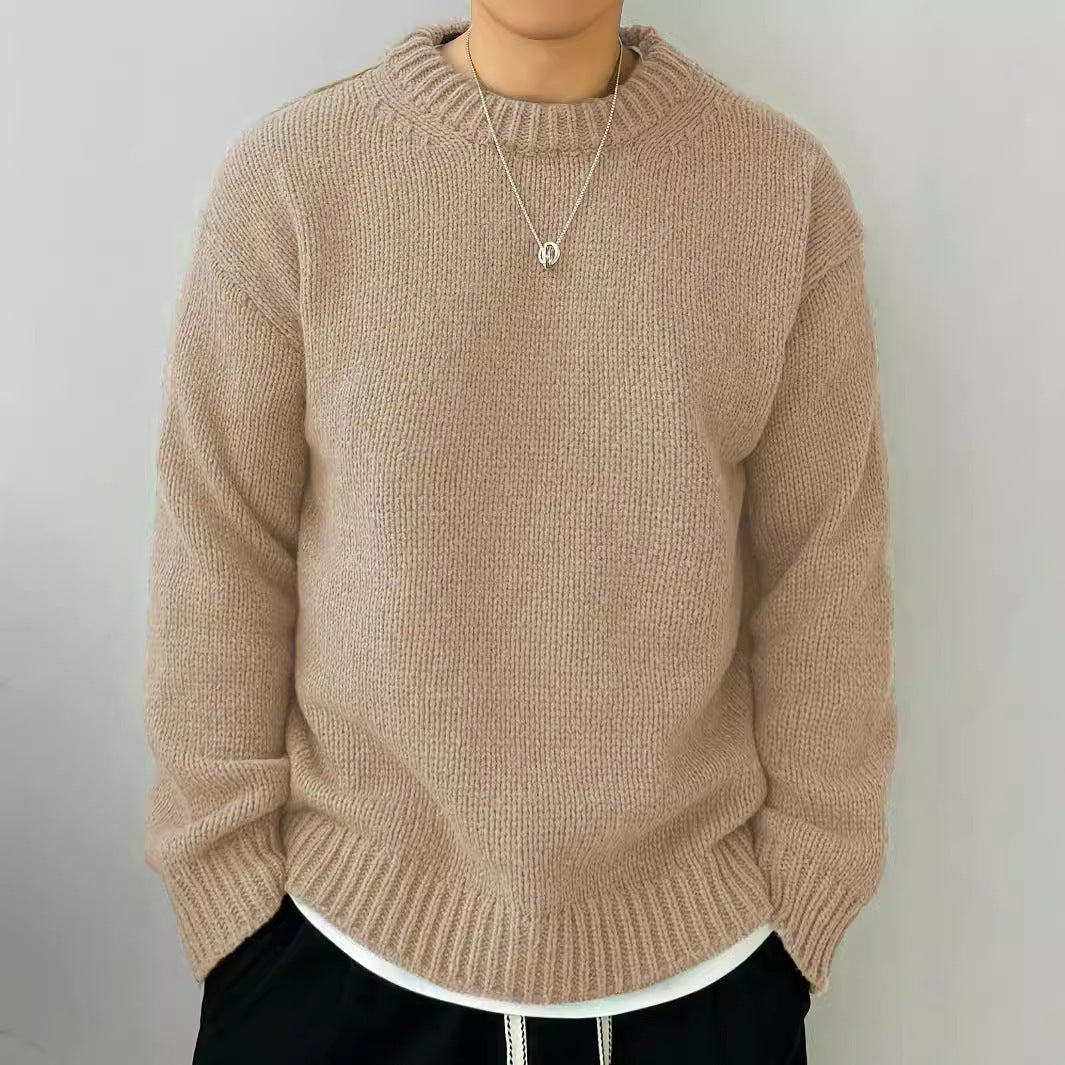 Loose Knitted Pullover Leisure Japanese-style Retro Long Sleeve Round Neck Sweater Men