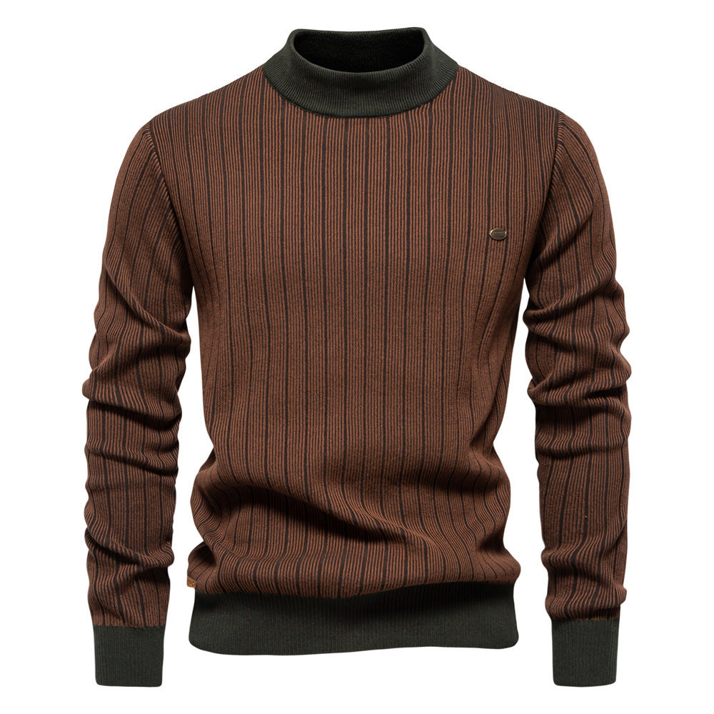 Half Turtleneck Slim Striped Men's Pullovers