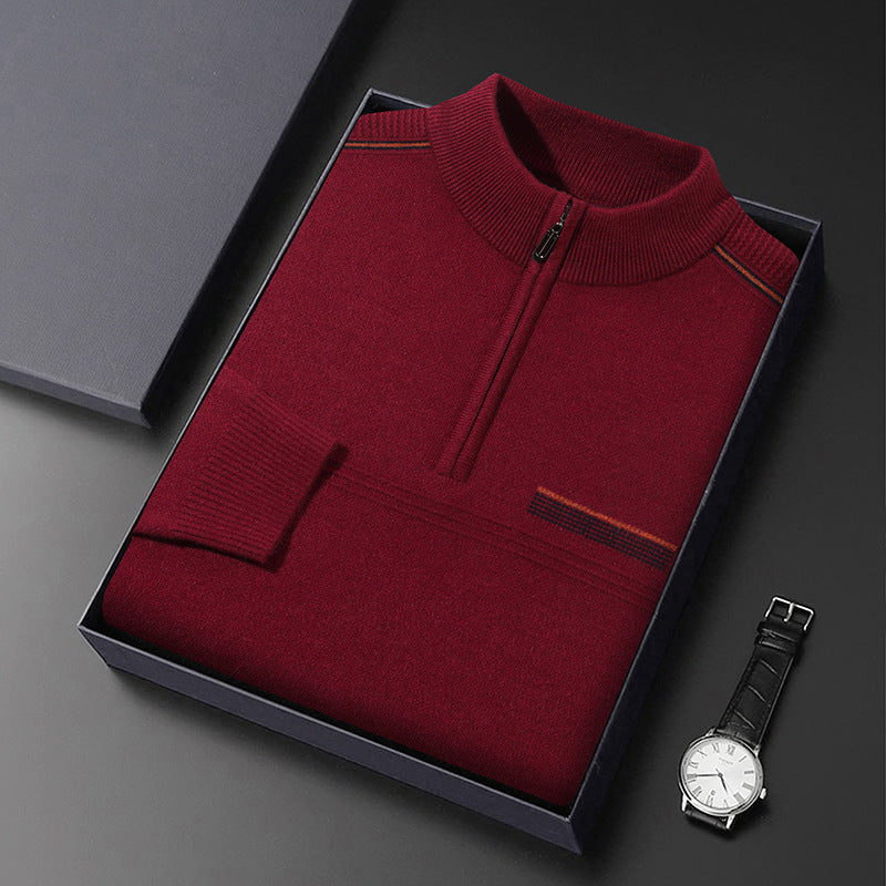Men's Half-turtleneck Zipper Sweater For Middle And Elderly aged