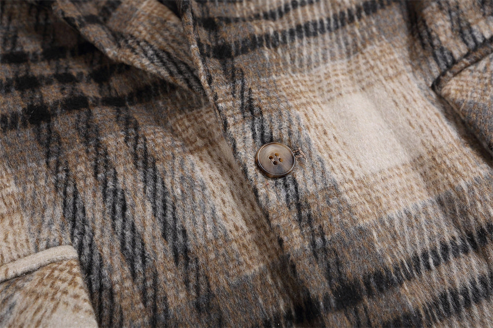 Checked Woolen Coat Men